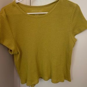American Eagle Cropped Mustard Yellow Top